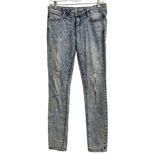 Forever 21 Life in Progress Acid Wash Distressed Jeans Womens 27 Slim Grunge Y2K